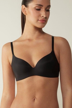 Intimissimi Adele Triangle in Ultralight Microfiber Women's Bras Black | USA 1177PQC