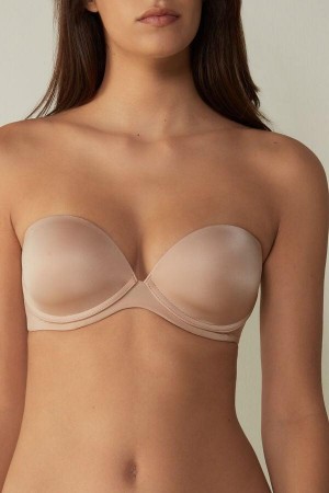 Intimissimi Anna Bandeau in Ultralight Microfiber Women's Bras Beige | USA 1099PQC