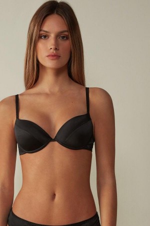 Intimissimi Bellissima Silk Push-Up Women's Bras Black | USA 1335SOB