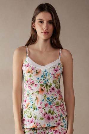 Intimissimi Botanical Lyrics Modal Women's Tank Top White | USA 1748ORX