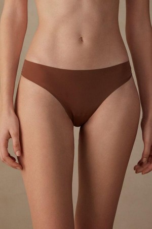 Intimissimi Brazilian in Seamless Ultra Light Microfiber Women's Panties Dark Beige | USA 2547DNF