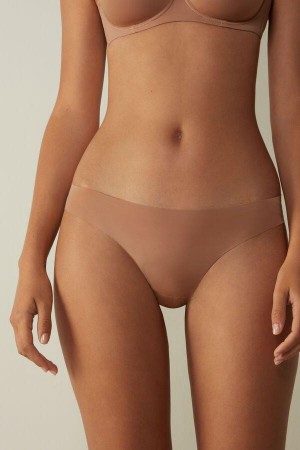 Intimissimi Brazilian in Seamless Ultra Light Microfiber Women's Panties Beige | USA 2548SOG