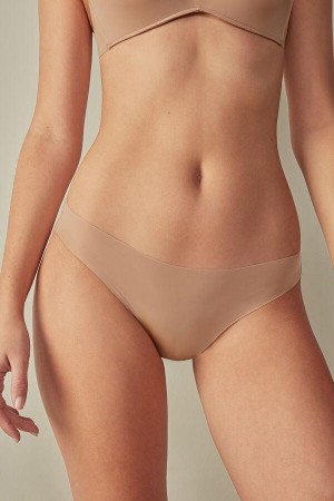 Intimissimi Brazilian in Seamless Ultra Light Microfiber Women's Panties Beige | USA 2558WYN