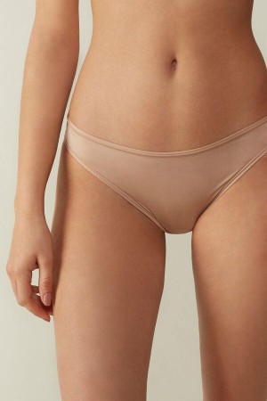 Intimissimi Brazilian in Ultralight Microfiber Women's Panties Beige | USA 2534MAQ