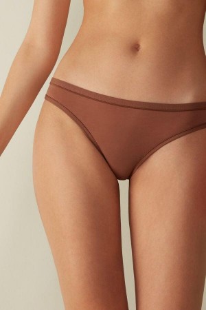 Intimissimi Brazilian in Ultralight Supima® Cotton Women's Panties Dark Beige | USA 2537VDR