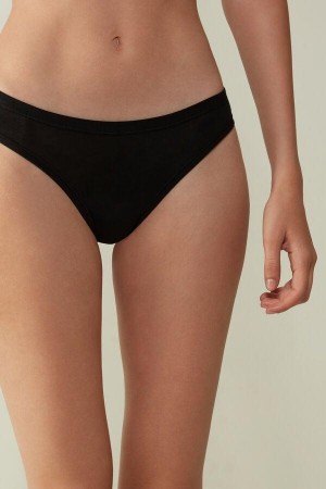 Intimissimi Brazilian in Ultralight Supima® Cotton Women's Panties Black | USA 2540ZGU