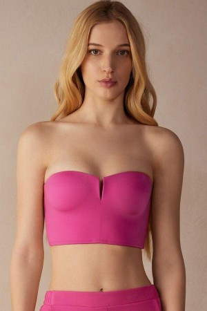 Intimissimi Bustier Top in Ultralight Microfiber Women's Bras Pink | USA 1200UTL