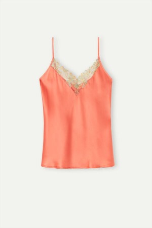 Intimissimi Candy Colors Silk Women's Tank Top Coral Red | USA 1776APV