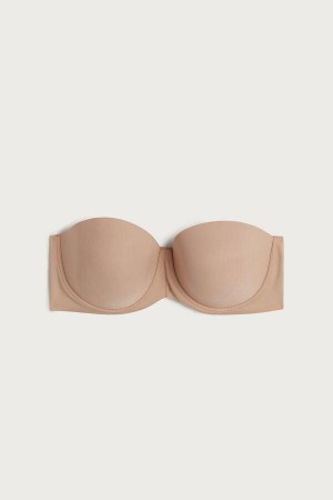 Intimissimi Carola Bandeau in Microfiber Women's Bras Beige | USA 1109ZGY