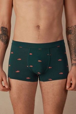 Intimissimi Clownfish in Stretch Supima® Cotton Men's Boxer Dark Green | USA 2651YUF