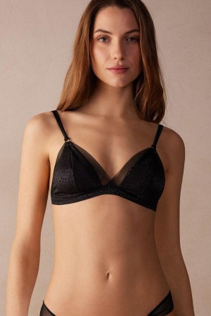 Intimissimi Cool Minimal Emma Triangle Women's Bras Black | USA 1135ZGY