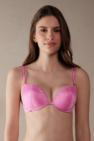 Intimissimi Cool Minimal Simona Super Push-up Women's Bras Pink | USA 1274EXG