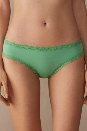 Intimissimi Cotton and Lace Women's Panties Mint | USA 2383XFY