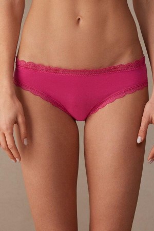 Intimissimi Cotton and Lace Women's Panties Pink | USA 2386KIO