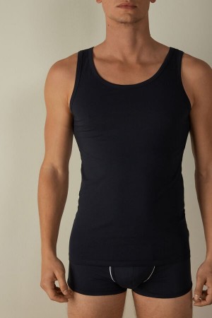 Intimissimi Crew Neck Men's Tank Top Blue | USA 3033TVY