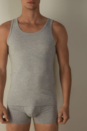 Intimissimi Crew Neck Men's Tank Top Light Grey | USA 3034RWU