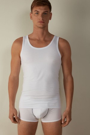 Intimissimi Crew Neck Men's Tank Top White | USA 3037QZP