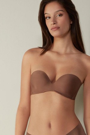 Intimissimi Daila Ultralight Microfiber Bandeau Women's Bras Dark Beige | USA 1206DNN