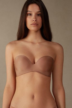 Intimissimi Daila Ultralight Microfiber Bandeau Women's Bras Beige | USA 1207FMM