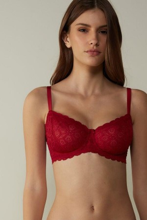 Intimissimi Daniela Balconette in Lace Women's Bras Red | USA 1579CEI