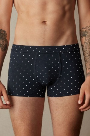 Intimissimi Dotted in Stretch Supima® Cotton Men's Boxer Blue | USA 2653RWH