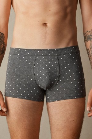 Intimissimi Dotted in Stretch Supima® Cotton Men's Boxer Deep Grey | USA 2659BCC