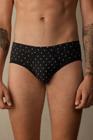 Intimissimi Dotted in Stretch Supima® Cotton Men's Briefs Black | USA 2721UTY