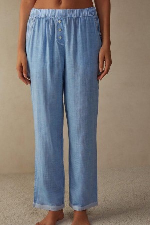 Intimissimi Early in the Morning Cotton Cloth Pants Women's Pajamas Light Blue | USA 2069KIR