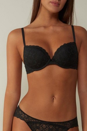 Intimissimi Elettra Super Push-up in Lace Women's Bras Black | USA 1310DNN