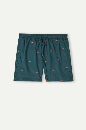 Intimissimi Embroidered Clownfish Men's Swim Shorts Dark Green | USA 2733XFK