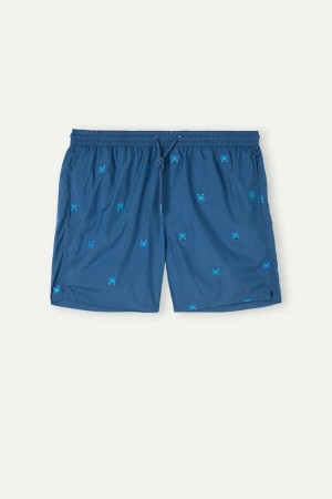 Intimissimi Embroidered Crab Men's Swim Trunks Blue | USA 2746IST