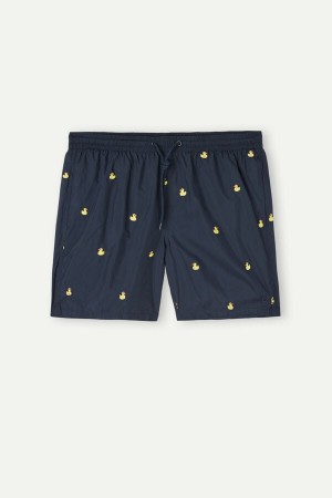 Intimissimi Embroidered Duck Men's Swim Shorts Blue | USA 2727QZS