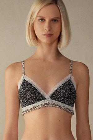 Intimissimi Emma A Floral Affair Triangle Women's Bras Black | USA 1159KIR