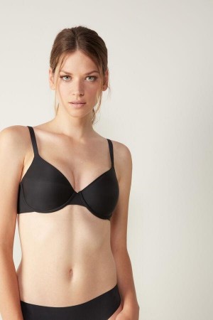 Intimissimi Francesca Ultralight Microfiber Balconette Women's Bras Black | USA 1105HKW