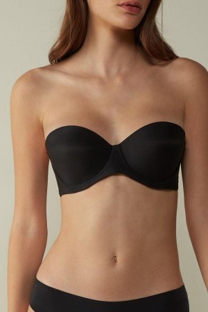 Intimissimi Giada Microfiber Bandeau Women's Bras Black | USA 1120TVJ