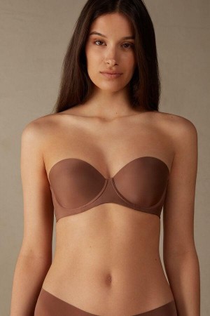 Intimissimi Giada Microfiber Bandeau Women's Bras Dark Beige | USA 1217BCP