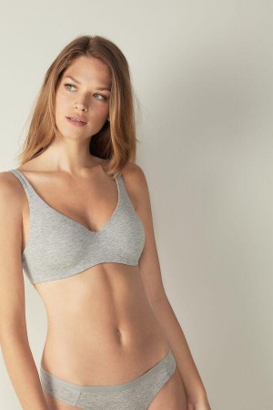 Intimissimi Greta Balconette in Cotton Women's Bras Light Grey | USA 1102DNN