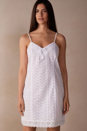 Intimissimi Hello Sunshine Sangallo Lace Chemise Women's Lingerie White | USA 1954UTL