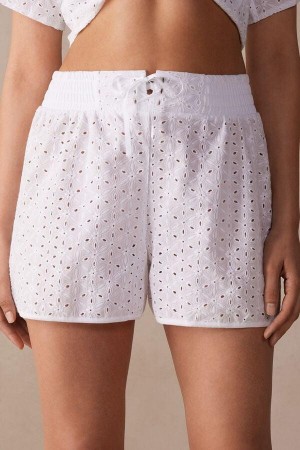 Intimissimi Hello Sunshine Sangallo Lace Shorts Women's Pajamas White | USA 1960DNN