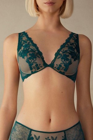 Intimissimi In Full Bloom Elena Balconette Women's Bras Green | USA 1540ORX