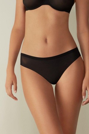 Intimissimi Invisible Touch Brazilian Women's Panties Black | USA 2550PQJ