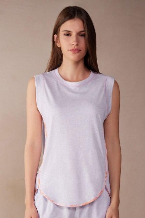 Intimissimi Iris and Apricot Ultrafresh Supima® Cotton Tank Top Women's Pajamas Purple | USA 2082TVJ