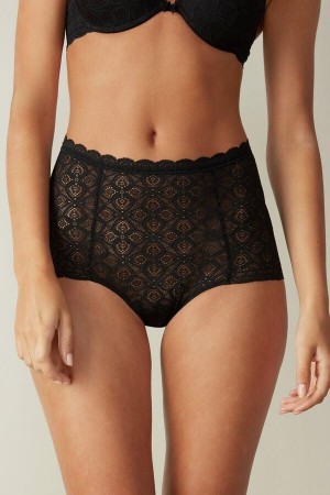 Intimissimi Lace High Waist Hipster Women's Panties Black | USA 2318ISL