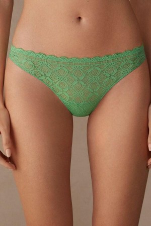 Intimissimi Lace and Microfiber Brazilian Women's Panties Mint | USA 2488ZGU