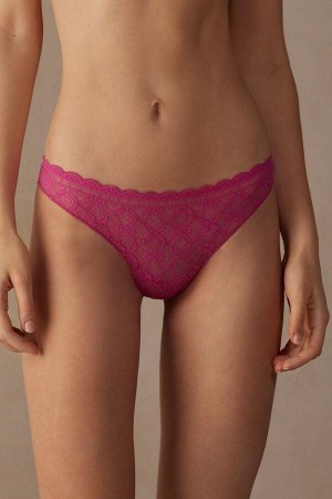 Intimissimi Lace and Microfiber Brazilian Women's Panties Pink | USA 2495DNF