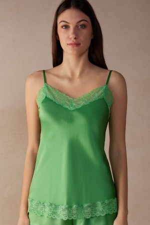 Intimissimi Lace and Silk Women's Tank Top Mint | USA 1740QZD