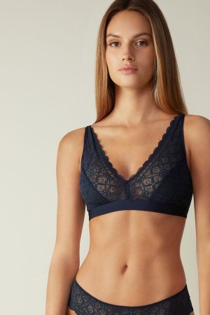 Intimissimi Lara Triangle in Lace Women's Bras Blue | USA 1169WYF