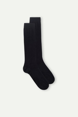 Intimissimi Long in Stretch Supima® Cotton Men's Socks Black | USA 2781MAF