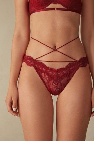 Intimissimi Loosen Heartstrings ‘80s Style Brazilian Women's Panties Red | USA 2509NBW