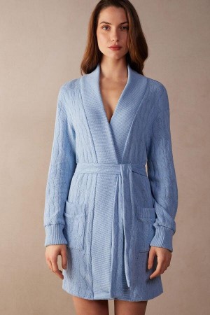 Intimissimi Lost in Fields Braided Robe Women's Pajamas Light Blue | USA 2195FMM